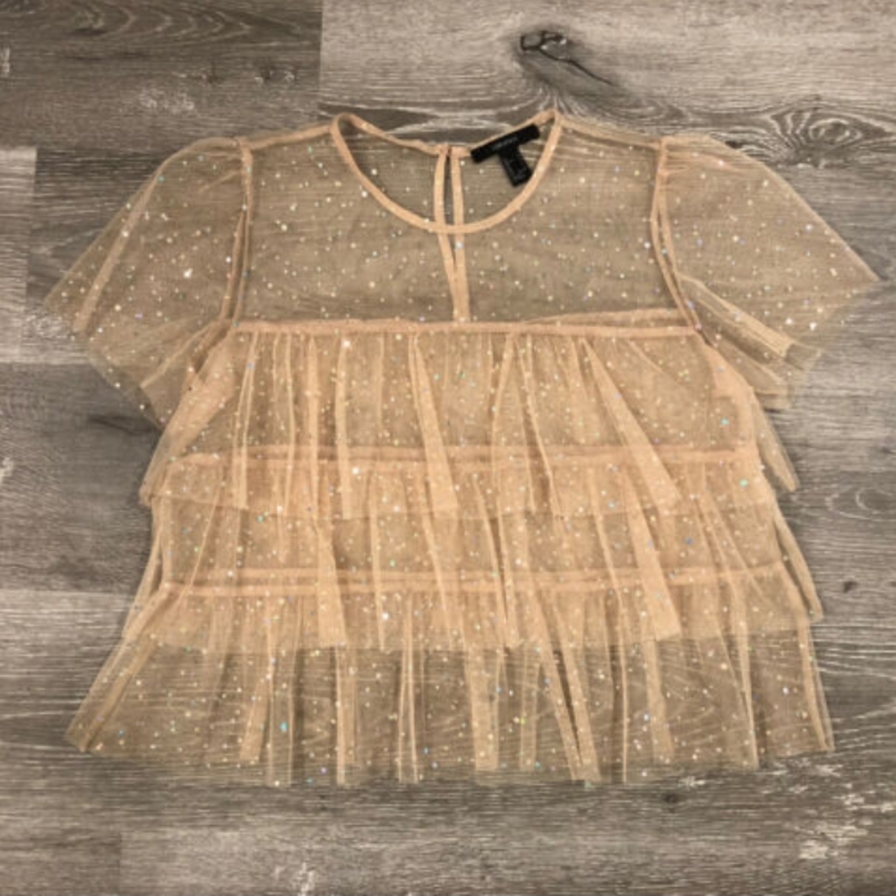 Forever 21 Beige Tulle Top